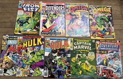 9 Silver/bronze age marvel comics, defenders, Hulk, etc.