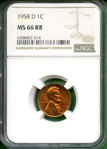 1958 D   Lincoln Wheat Cent   BU   NGC MS 66 RB   SPECIAL PRICE