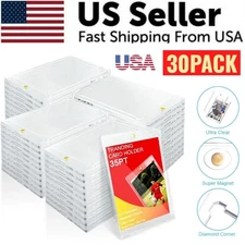 30 Pcs Magnetic Trading Sports Card Holders 35pt One-Touch Hard UV Protection 
