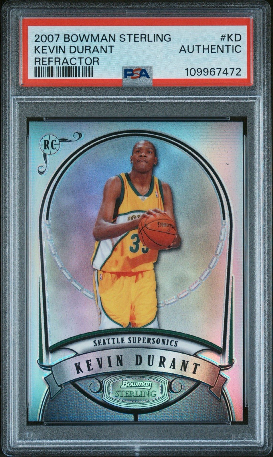 2007 BOWMAN STERLING REFRACTOR #KD KEVIN DURANT ROOKIE RC /399 SUPERSONICS
