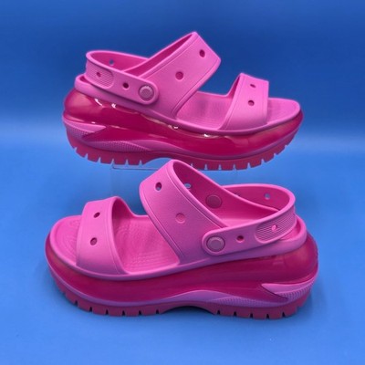 Crocs Classic Mega Crush Sandal Unisex Sandal Thick Sole Sandals Hit Pink W8 M6