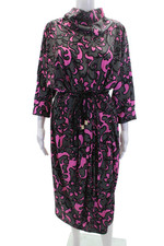 Marc Jacobs Womens Back Zip 3/4 Sleeve Mock Neck Printed Dress Gray Pink Size 4
