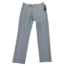 Alfani Mens Slim Fit Stretch Plaid Suit Pants Light Blue 30x30