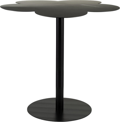 21'' Clover Shaped Black Metal Side Table with Iron Base