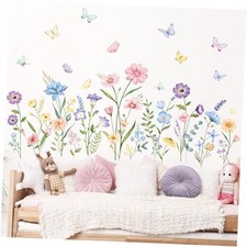 Flower Wall Decals Watercolor Wildflower Grass Butterflies Watercolor Flower