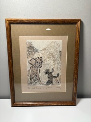 13 x15.5  Framed intricate limited edition print Hellhound by Lynn Sures