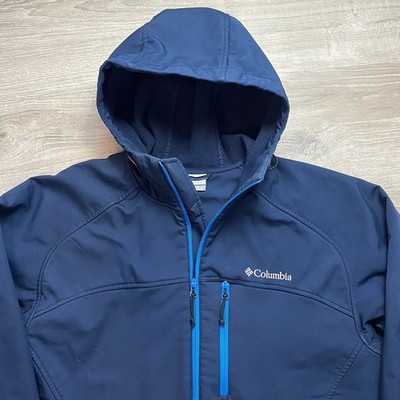 Columbia Cascade Ridge II Softshell Jacket Mens Size Med Blue Hooded Omni-Shield