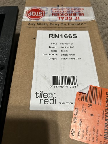 Tile Redi Redi RN166S-BL Niche Shampoo - Soap Niche 16" W x 6" H x 4" D NEW - Picture 2 of 2