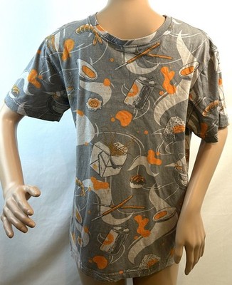 CROPP brand gray with foods and drinks pattern T-Shirt ,  Men's  size S