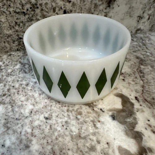 Vintage Fire King Green Diamond  Bowl