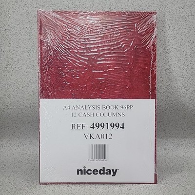 A4 Hardback Analysebuch mit 12 Kassenspalten Kontenbuch 96 Seiten rot