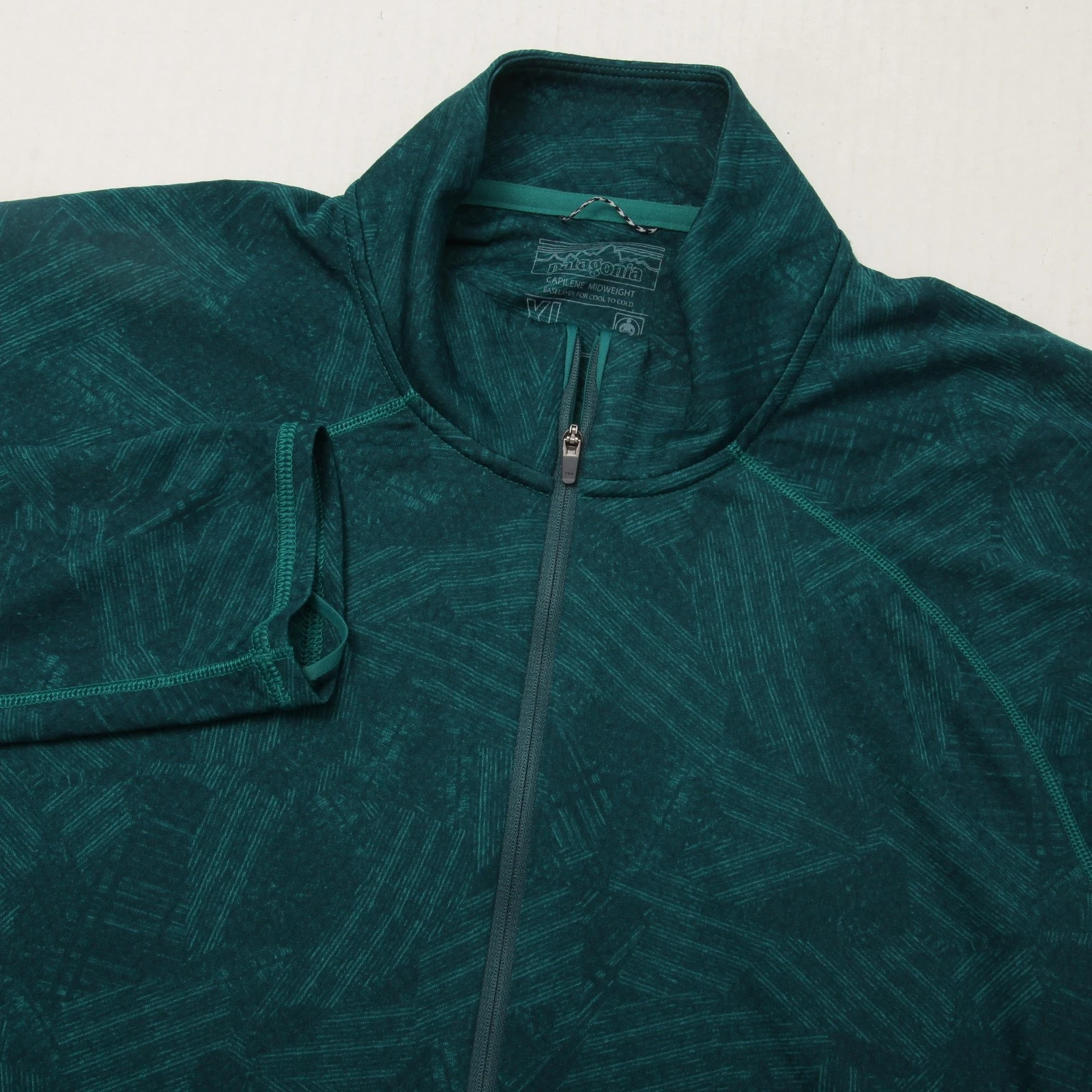 Patagonia Capilene Midweight Pullover Mens XL Green 1/4 Zip Base Layer Shirt