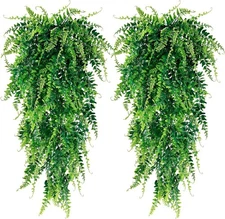 Sggvecsy 4 Pack Artificial Hanging Boston Ferns Ivy UV Resistant