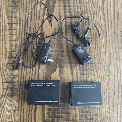 Lot of 2 LFP Function Fiber Media Converter 10/100Base-TX to 100Base-FX 100b1 &2