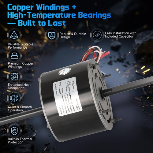 RV AC Fan Motor with Capacitor, Replacement for Coleman Mach Rv Air Condition... - Picture 5 of 8