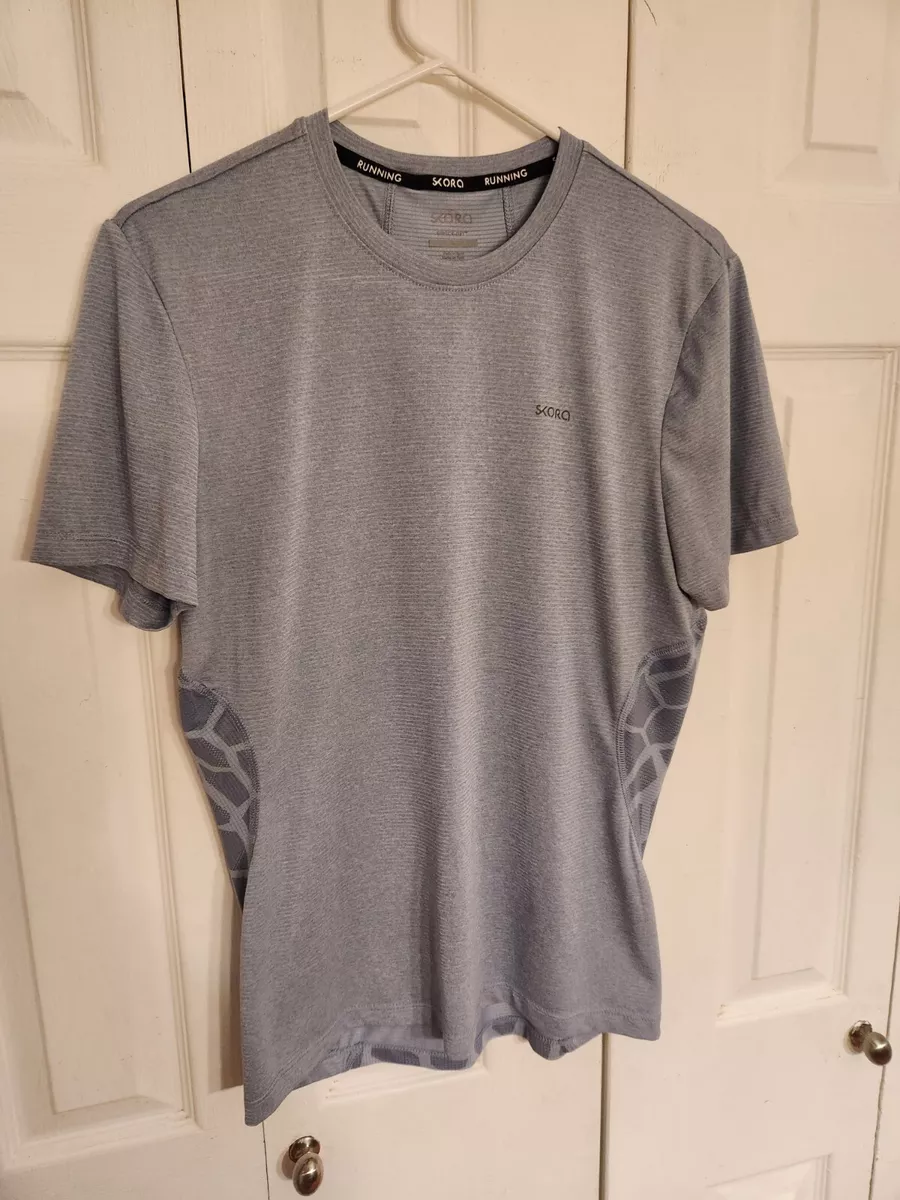 Skora Running Shirt Mens Small Qwick Dry Grey Short Sleeve