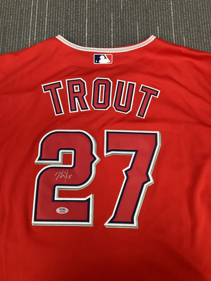 Mike Trout Signed Jersey Majestic Angels Auth MLB Baseball Autograph PSA/DNA - Image 2 of 4