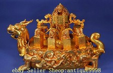 Old Dynasty Copper Gilt Dragon Brave Troops Pixiu Beast Seal Stamp Signet Set