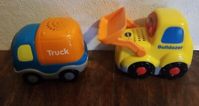 Vtech Go Go Smart Wheels Interactive Bull Dozer and Truck Lof of 2