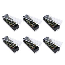 6 Positions Dual Rows 600V 15A Barrier Screw Terminal Strip Block with Cover 6-