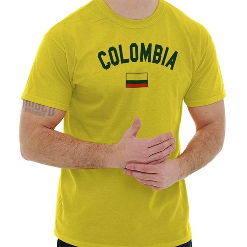 Colombia Country Flag National Pride Soccer Adult Short Sleeve Crewneck Tee - Picture 9 of 9