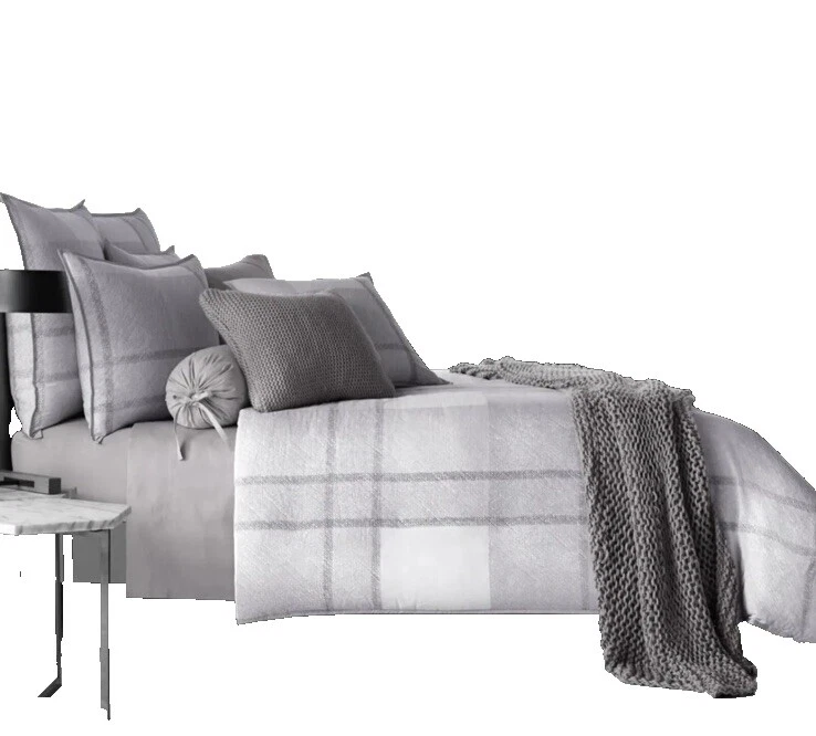 King 100% Cotton Fill comprobado Fundas de edredón y Juegos de Cama