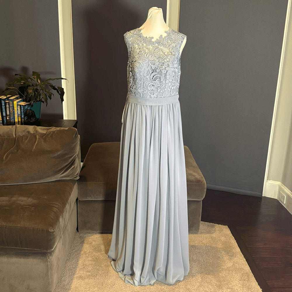 slim fit dress slacks Elegant Gray Blue Evening Dress ET3010 Size 20W / Blue main image 1