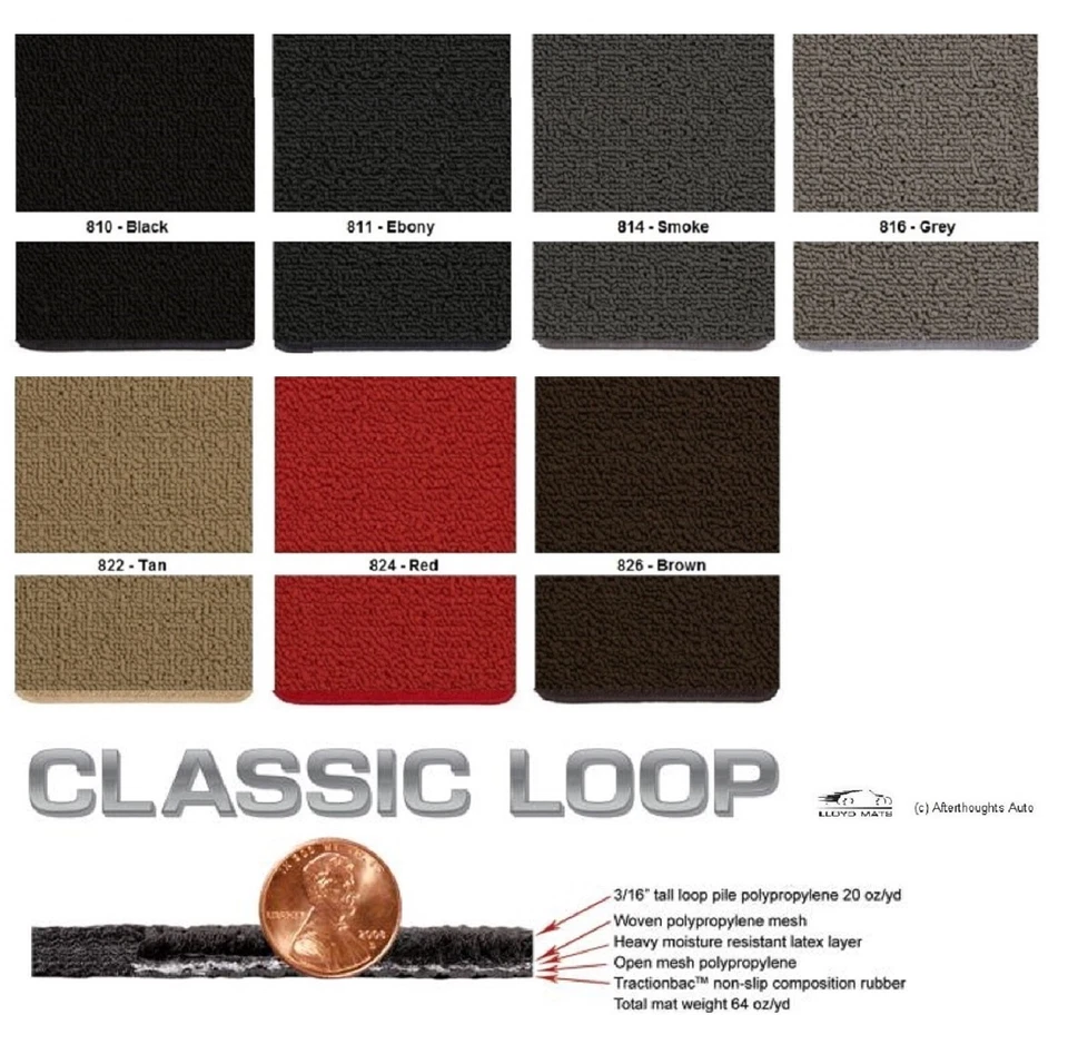 Lloyd Mats Classic Loop 1955-1957 Chevrolet Bel Air Crest 4pc Logo Floor Mats - Изображение 3 из 4