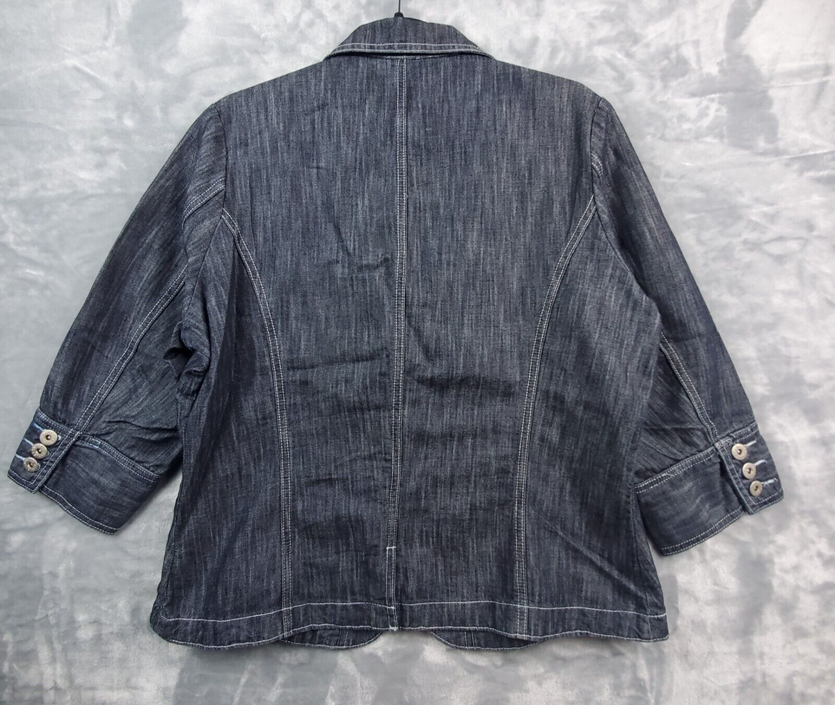 Ashley Stewart Women Denim Jacket w Pockets Blue 3/4 Sleeve Size 