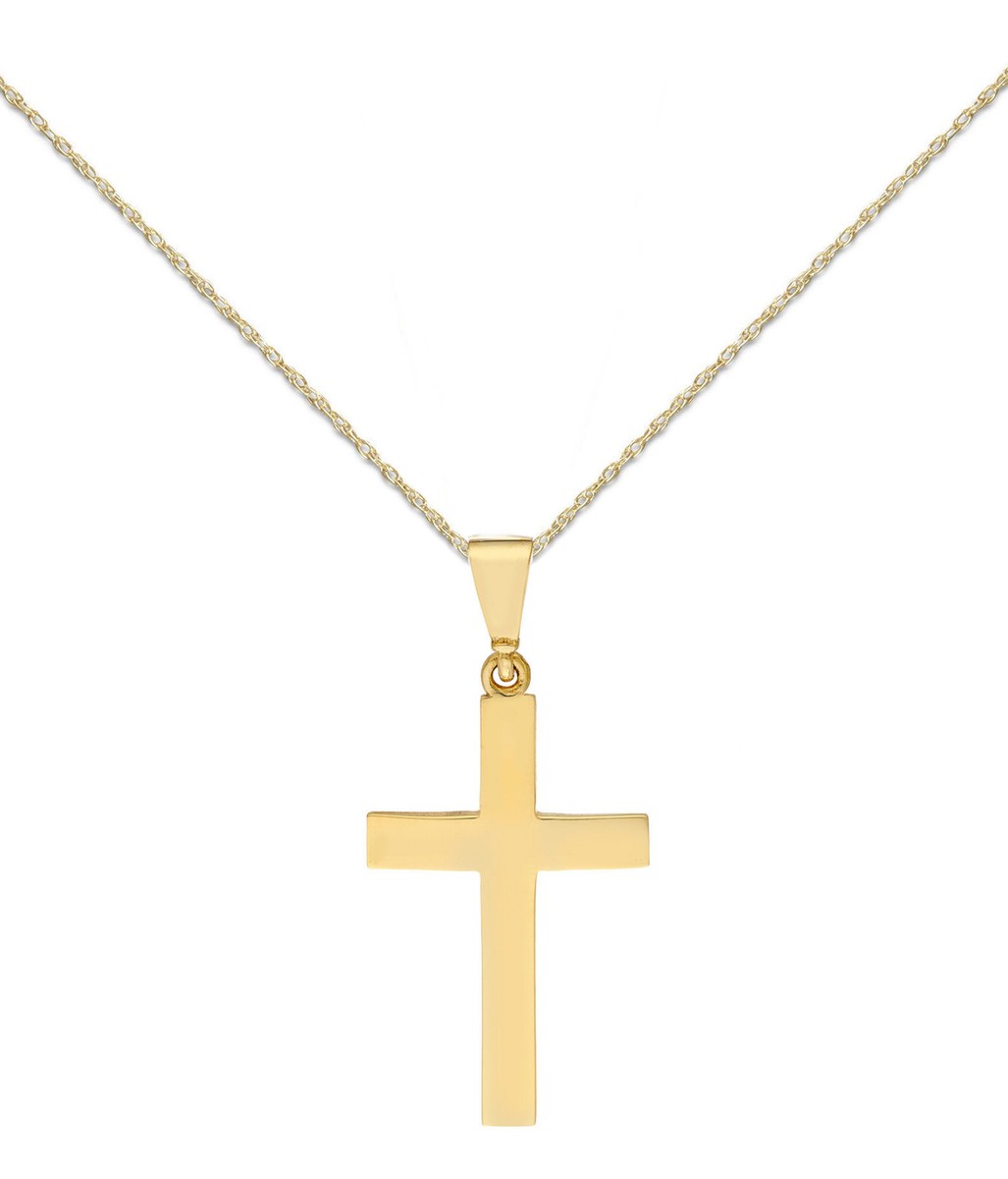 10k Yellow Gold Straight Edged Cross Necklace 18-inch 10k Yellow Gold Straight Edged Cross Necklace 18-inch