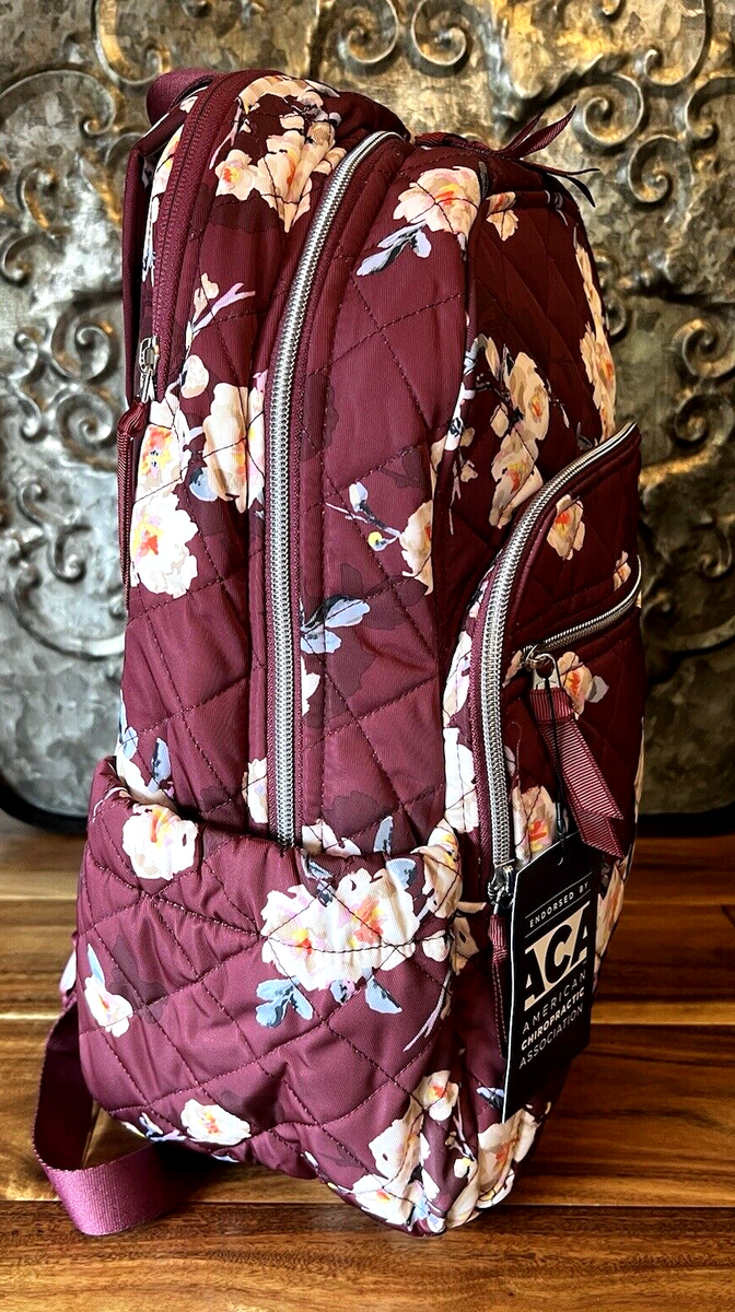 VERA BRADLEY~Campus Backpack~FABULOUS Burgundy~Blooms and  display picture 3