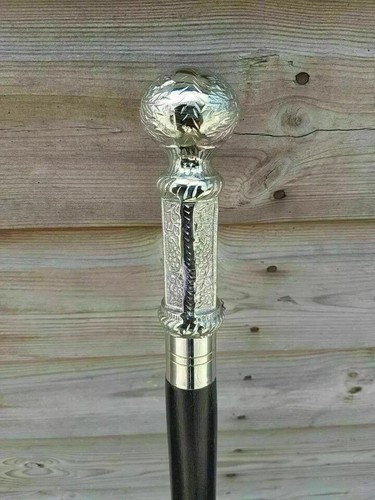 SOLID BRASS LONG HEAD HANDLE CLASSIC STYLE WOODEN WALKING STICK CANE GIFT - Picture 3 of 4