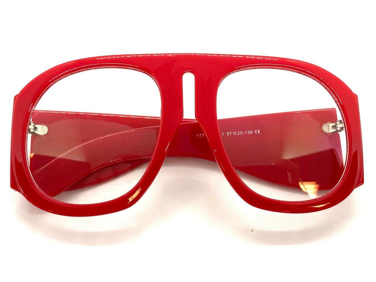 OVERSIZED EXAGGERATED Classic Retro Clear Lens EYE GLASSES Large Thick Red Frame