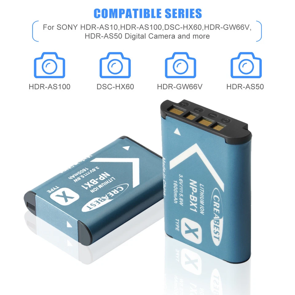 2x NP-BX1 Akku &Dual Ladegerät Für Sony DSC-RX100 RX1 HX90 HX400 DSC-WX500 HX300 - Bild 4 von 4