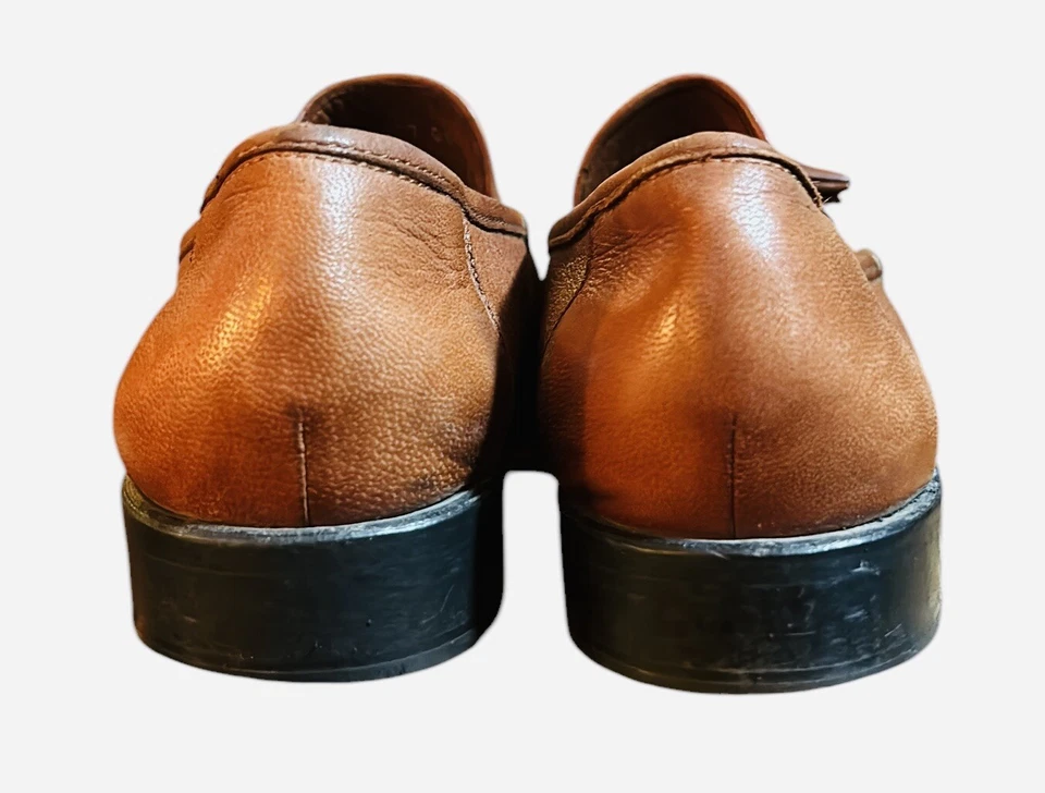 Sapato Mocassim Robert Zur Masculino Marrom Sete Sela Luva Bronzeada Couro Borla Tamanho 8.5 - Imagem 2 de 4