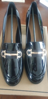 ASOS Design Patent stirrup mid- heeled loafers Shoes Size UK