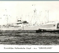 m.sGRAVELAND 1951 Koninklijke Hollandsche Lloyd Amsterdam Vintage RPPC Postcard 