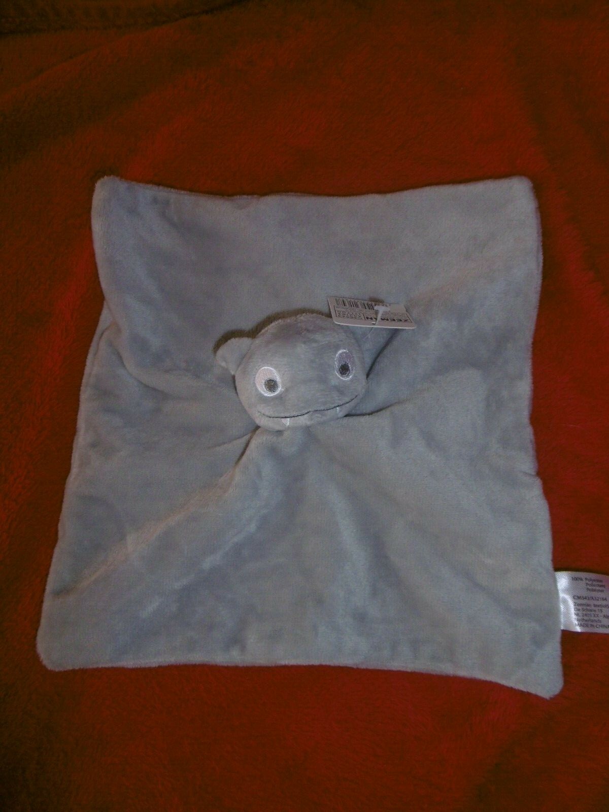 Doudou plat Zeeman carré gris Monstre à grelot neuf en velours doux