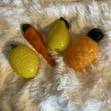 Lot of 4 Vintage Murano Style Blown Glass Vegetables and Fruits