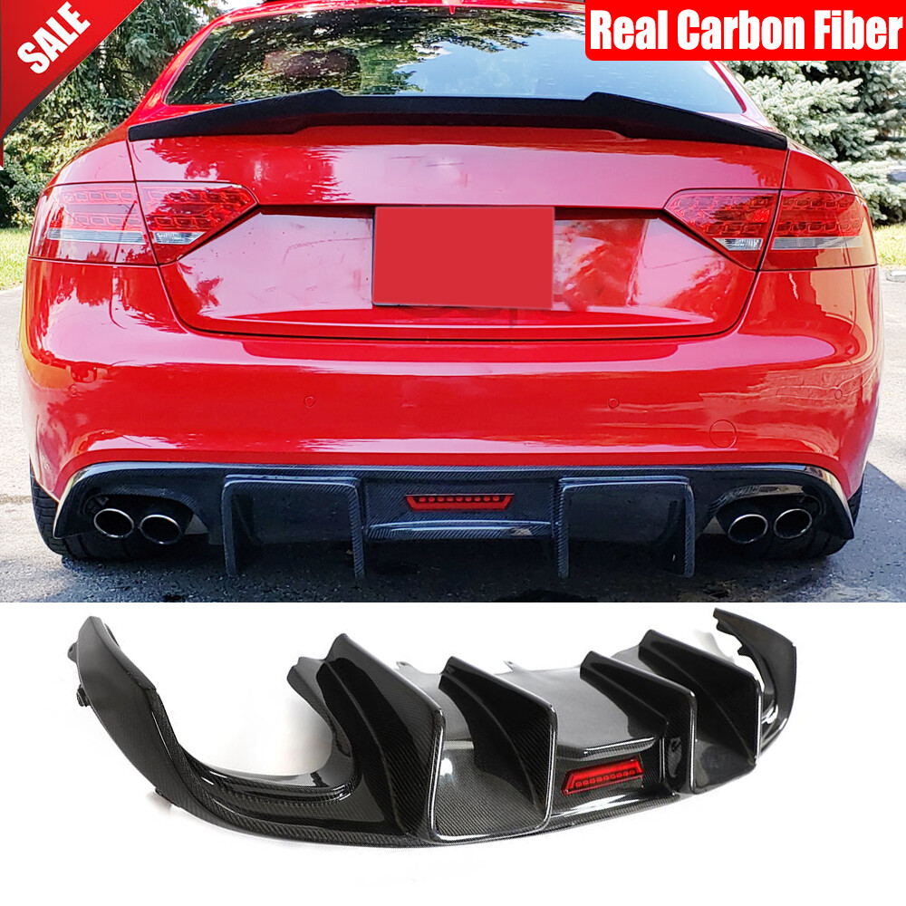 For Audi A5 B8 Sline S5 2-Door 2009-11 Real Carbon Rear Bumper Lip