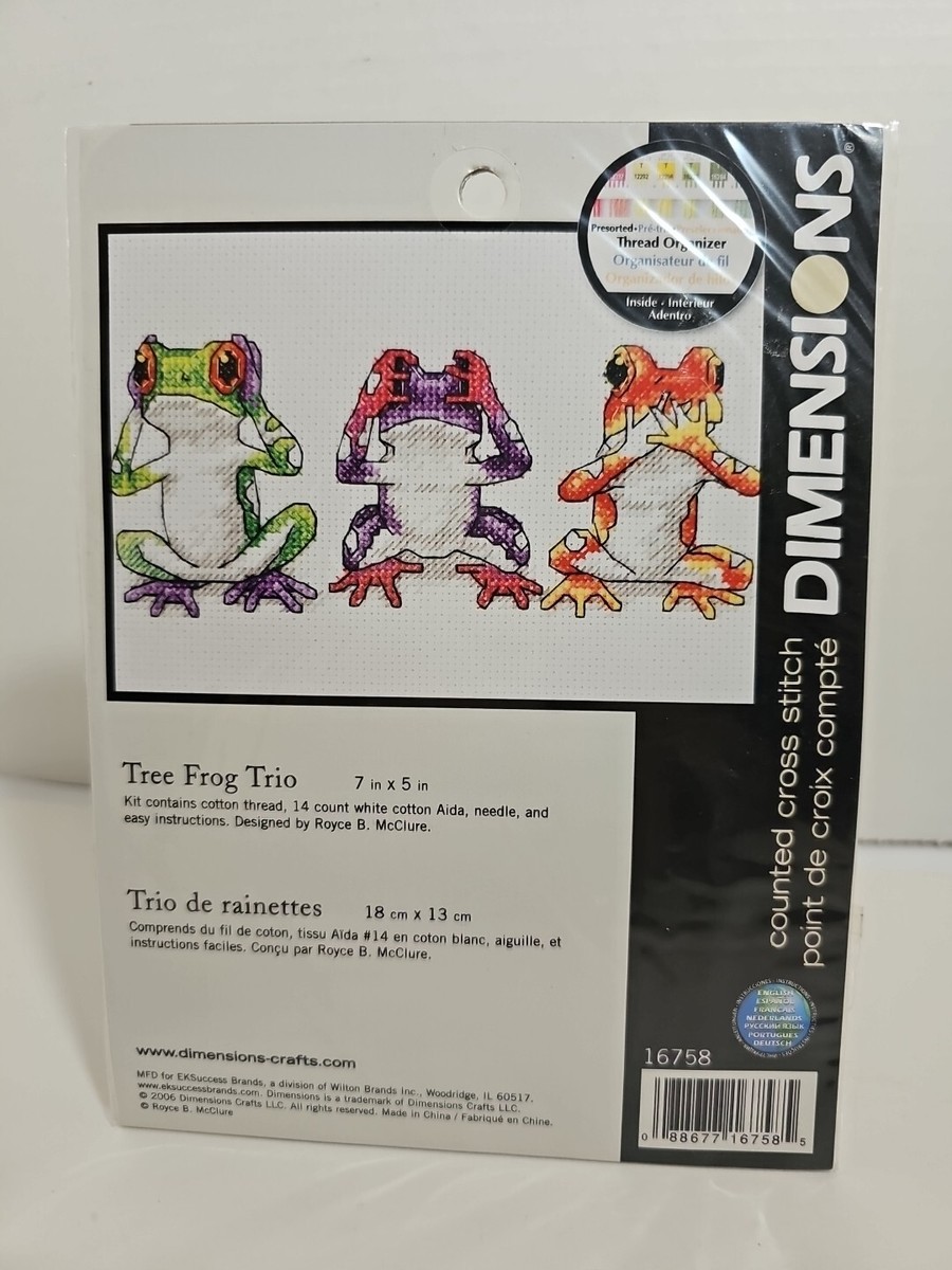 New Dimension Counted Cross Stitch 2006 Cute Tree Frog Trio 5x7