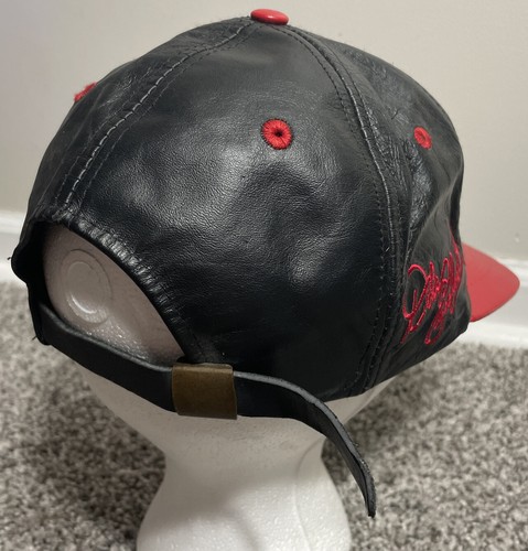 VTG Leather Dale Earnhardt Sr #3 Nascar Racing Strapback JH Design Black & Red - Picture 3 of 6