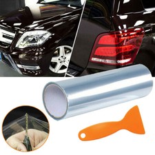 12''x48" Car Headlight Film Bumper Lamp Protection Wrap Sticker + Scraper Tool