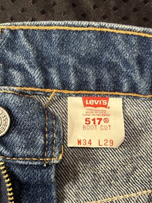 Vintage Levi's 517 Bootcut Men's Jeans 34x29 Made In USA Denim