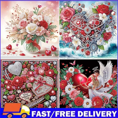 5D DIY Partial Special Shaped Drill Diamond Painting Kit Love Heart Decor30x30cm