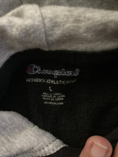 Champion Powerblend Kids Hoodie, Script Logo - Black Large. Grey Inside. - Picture 5 of 5