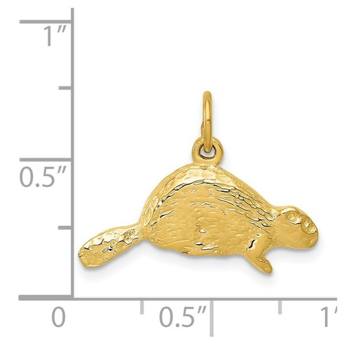 Real 14kt Yellow Gold Beaver Charm - Picture 4 of 6