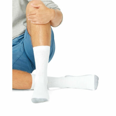 Hanes 144V12 Men's Big Crew Socks 12/14 Shoe Size - White , Pack of 12