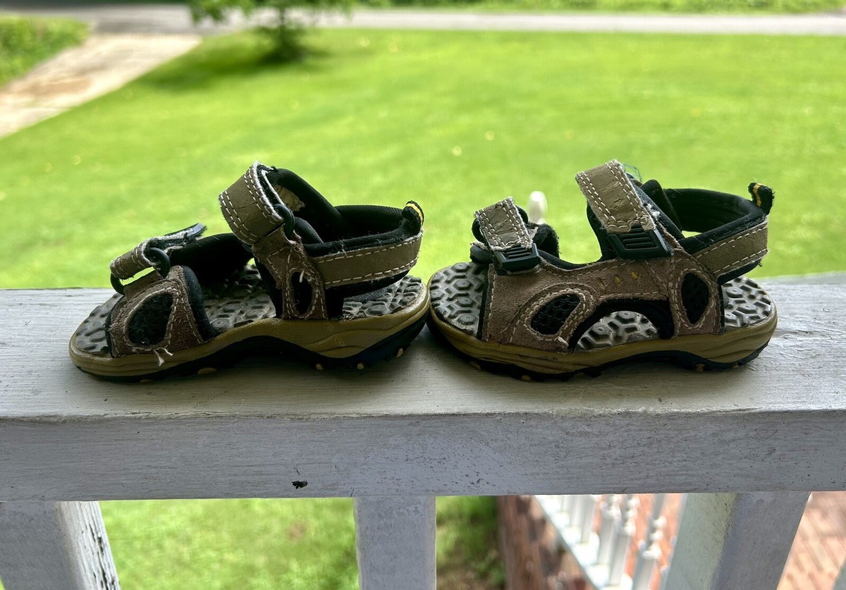 First Step Steps Toddler Sandals Tan Black Size 4 Wide 4W Baby | eBay