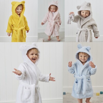 Unisex Kinder Ankleide Bademäntel 100 % Frottee Baumwolle Kapuzenhandtuch alle Größen